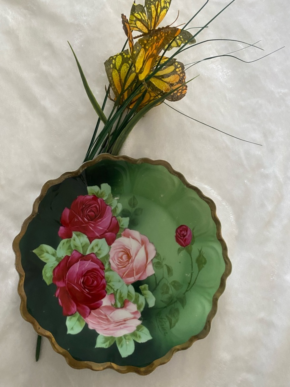 Z.S. & CO. Zeh, Scherzer Bavaria. Vintage Porcelana plate featuring bn Pink rose - Picture 2 of 4